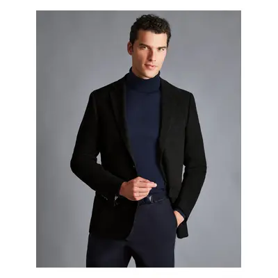 Men's Italian Moleskin Dobby Cotton Mix Jacket - Charcoal Black Grey, by Charles Tyrwhitt