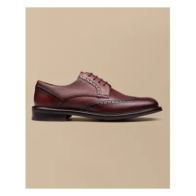 Men's Leather Grain Derby Brogue Shoes - Chestnut Brown, by Charles Tyrwhitt