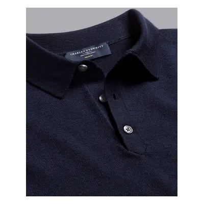 Men's Merino Short Sleeve Polo Jumper - Navy, by Charles Tyrwhitt