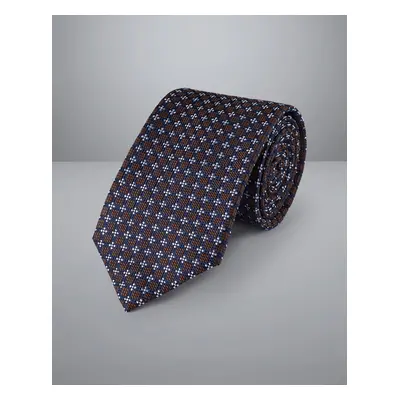 Men's Patterned Silk Tie - Indigo Blue & Gold, by Charles Tyrwhitt