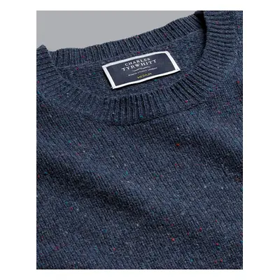 Men's Merino Donegal Chunky Crew Neck Wool Jumper - Navy, by Charles Tyrwhitt