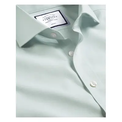 Men's Cutaway Collar Non-Iron Poplin Cotton Formal Shirt - Aqua Green Single Cuff, by Charles Ty