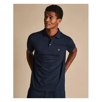 Men's England Rugby Red Rose Pique Cotton Polo - Navy, by Charles Tyrwhitt