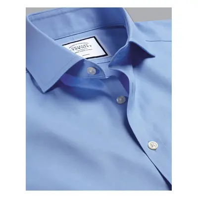 Men's Cutaway Collar Non-Iron Twill Cotton Formal Shirt - Cornflower Blue Single Cuff, by Charle