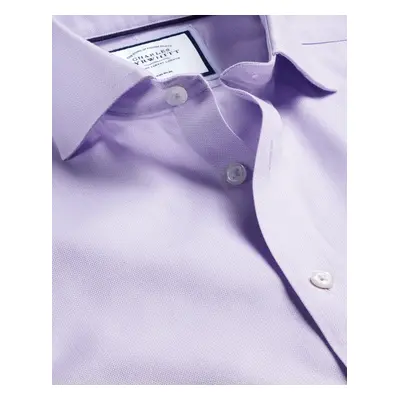 Men's Cutaway Collar Non-Iron Henley Weave Cotton Formal Shirt - Lilac Purple Single Cuff, by Ch