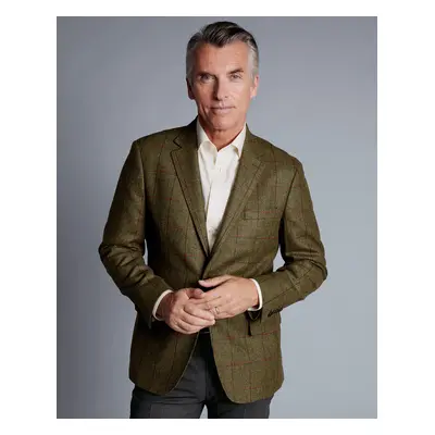 Men's Textured Wool Jacket - Olive Green, by Charles Tyrwhitt