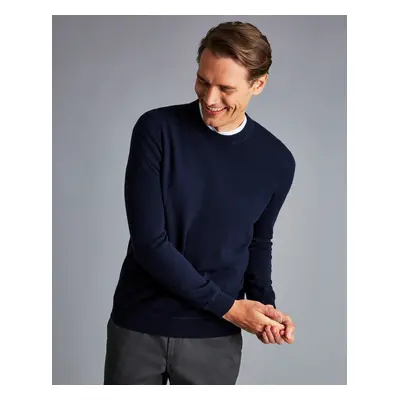 Men's Merino Cashmere Crew Neck Jumper - Navy, by Charles Tyrwhitt