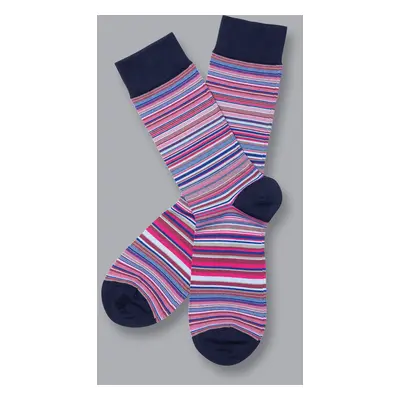 Men's Multi Stripe Socks - Bright Pink, by Charles Tyrwhitt