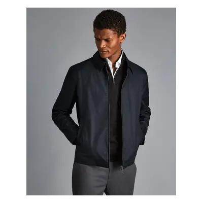 Men's Fall Collar Harrington Cotton Jacket - Navy, by Charles Tyrwhitt