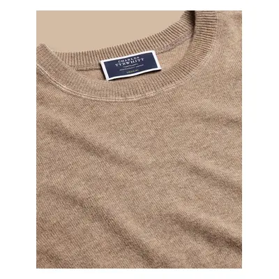 Men's Merino Cashmere Crew Neck Jumper - Taupe Grey, by Charles Tyrwhitt