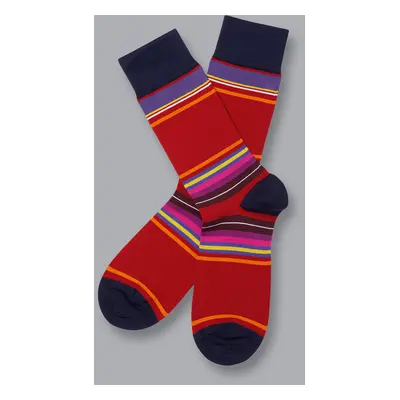 Men's Block Stripe Socks - Red, by Charles Tyrwhitt