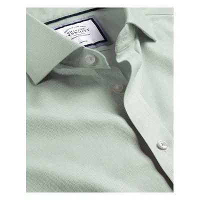 Men's Cutaway Collar Non-Iron Richmond Weave Cotton Formal Shirt - Green Single Cuff, by Charles