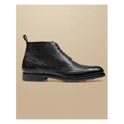 Men's Leather Brogue Boots - Black, by Charles Tyrwhitt