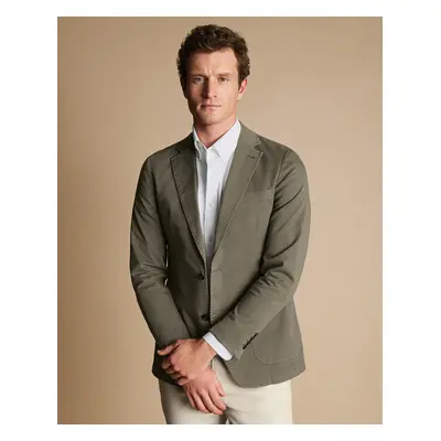 Men's Cotton Stretch Garment Dyed Jacket - Olive Green, by Charles Tyrwhitt