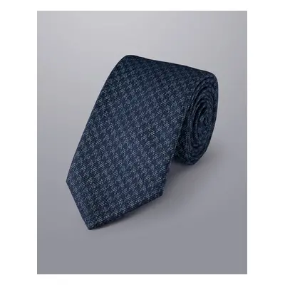 Men's Silk Wool Blend Puppytooth Checkered Tie - Teal Blue Green, by Charles Tyrwhitt