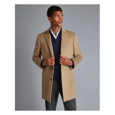 Men's Wool Overcoat - Stone Beige, by Charles Tyrwhitt