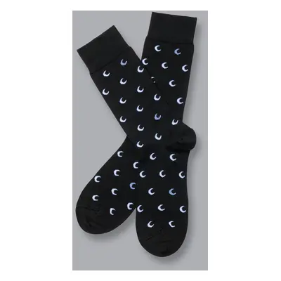 Men's Once In A Blue Moon Motif Socks - Black, by Charles Tyrwhitt