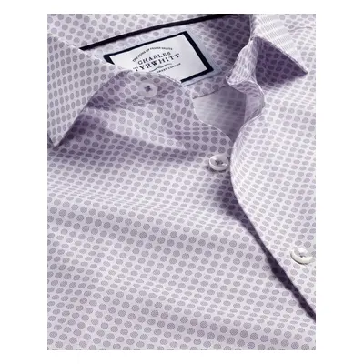 Men's Semi-Cutaway Collar Non-Iron Circle Print Cotton Shirt - Mauve Purple Single Cuff, by Char