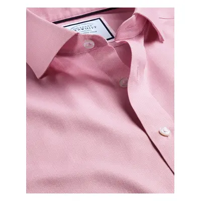 Men's Cutaway Collar Non-Iron Henley Weave Cotton Formal Shirt - Pink Single Cuff, by Charles Ty