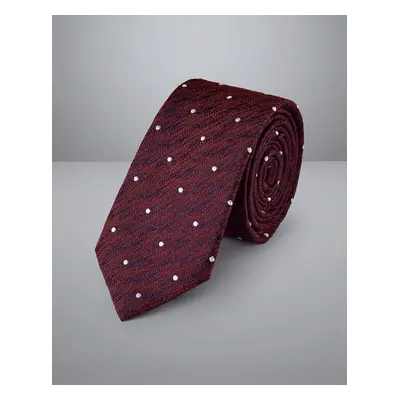 Men's Silk Wool Blend Spot Slim Tie - Dark Pink, by Charles Tyrwhitt