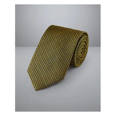 Men's Patterned Silk Tie - Gold, by Charles Tyrwhitt