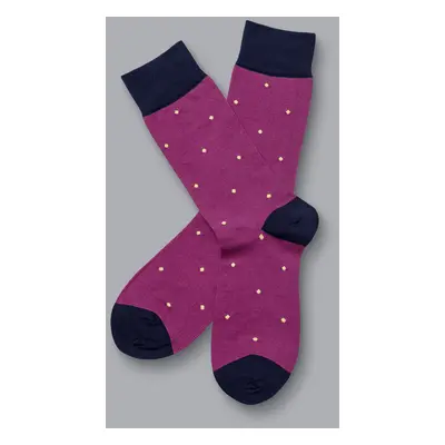 Men's Spot Socks - Dark Pink & Yellow, by Charles Tyrwhitt