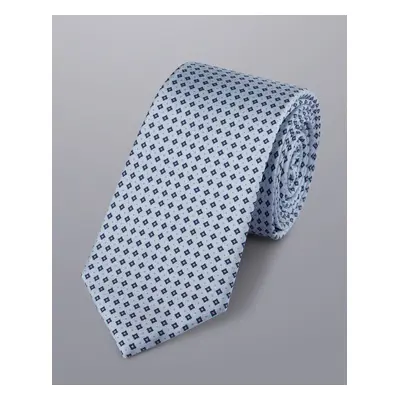 Men's Mini Print Silk Slim Tie - Light Blue, by Charles Tyrwhitt