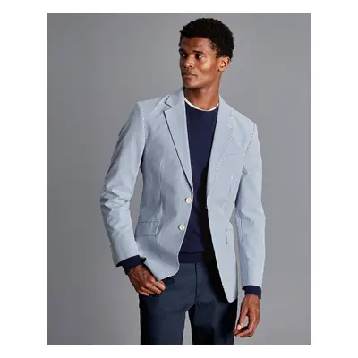 Men's Striped Cotton Seersucker Jacket - Blue, by Charles Tyrwhitt