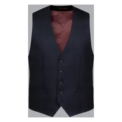 Men's Ultimate Performance Check Suit Waistcoat - Navy, by Charles Tyrwhitt