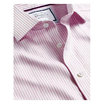 Men's Cutaway Collar Non-Iron Richmond Weave Stripe Cotton Formal Shirt - Light Pink Single Cuff