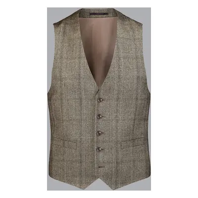 Men's Oatmeal Prince Of Wales Check Suit Waistcoat, by Charles Tyrwhitt