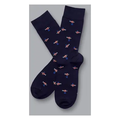 Men's Fish Going To Work Motif Socks - Navy, by Charles Tyrwhitt