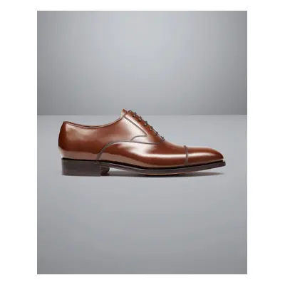 Men's Made In England High-Shine Leather Oxford Shoes - Dark Tan Brown, by Charles Tyrwhitt