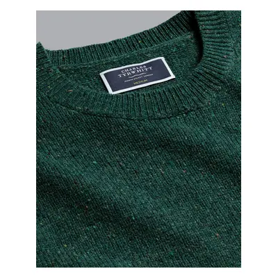 Men's Merino Donegal Chunky Crew Neck Wool Jumper - Teal Blue Green, by Charles Tyrwhitt