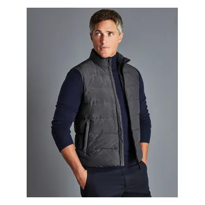 Men's Quilted Gilet - Grey Melange Synthetic Jacket, by Charles Tyrwhitt