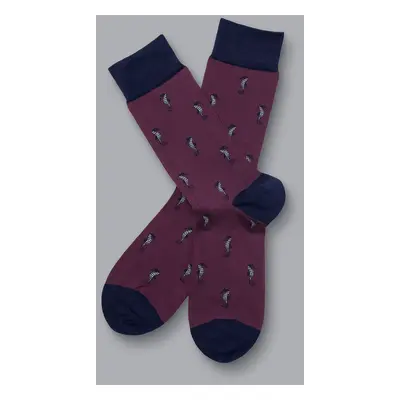 Men's Seahorse Motif Socks - BlackBerry Red Purple, by Charles Tyrwhitt