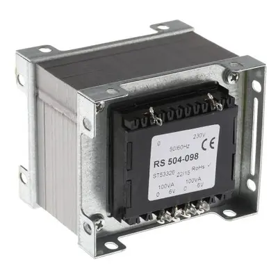 RS PRO 200VA 2 Output Chassis Mounting Transformer, 6V ac, IEC 61558-2-6