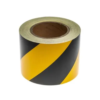 RS PRO Black/Yellow Reflective Tape 100mm x 25m