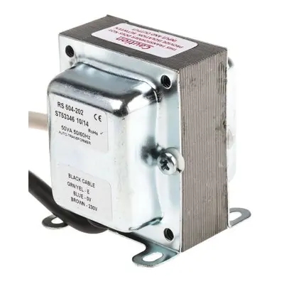 RS PRO 50VA Enclosed Autotransformer, 230V ac Primary, 115V ac Secondary