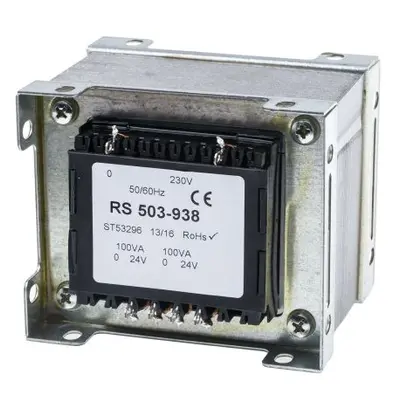 RS PRO 200VA 2 Output Chassis Mounting Transformer, 24V ac, IEC 61558-2-6