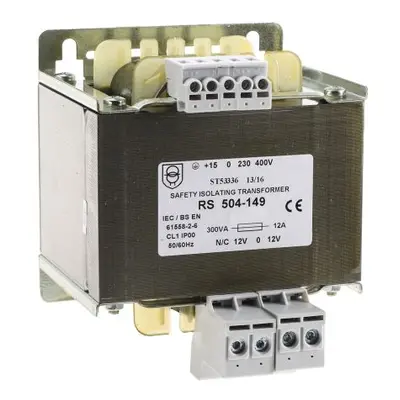 RS PRO 300VA 1 Output Chassis Mounting Transformer, 12V ac, IEC 61558-2-6