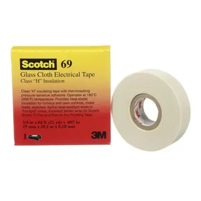 3M Scotch 69 Scotch 69 Cloth Tape, 33m x 30mm, White, Glass Finish