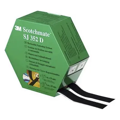 3M Black Hook & Loop Tape, 25mm x 5m