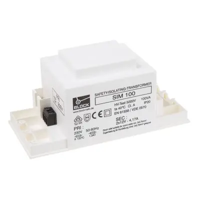 Block 100VA 2 Output Chassis Mounting Transformer, 2 x 12V ac