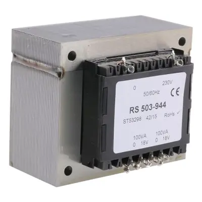 RS PRO 200VA 2 Output Chassis Mounting Transformer, 18V ac, IEC 61558-2-6