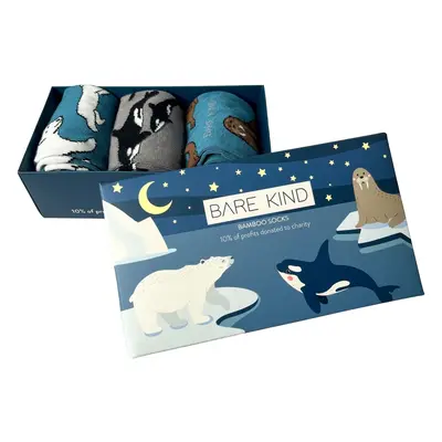 Arctic Animals Bamboo Socks Gift Box of 3 | UK Adult 7-11