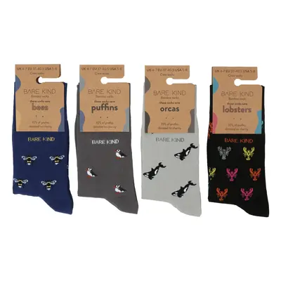 Small Motif 4 Pack Bamboo Sock Set | UK Adult 4-7