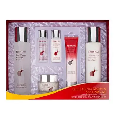 A Set of Snail Mucin Face Care Products: Tonic 150ml, Emulsion 150ml, Cream 50g, Eye Cream 45g, 