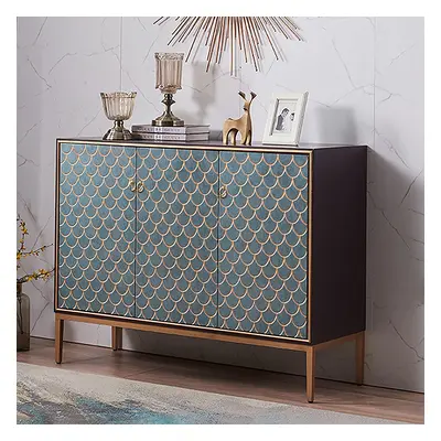 Modern Cabinet Scale Patterned Sideboard Buffet with Doors & Shelves in Medium