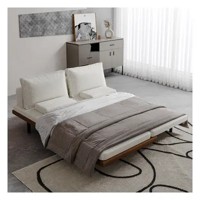 Pull Out Queen Futon Bed Couch Convertible White Cotton & Linen Bed